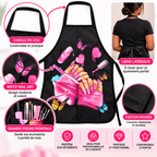 Tablier Prothésiste Ongulaire Noir avec Poche – Manucure, Pédicure &amp; Nail Art