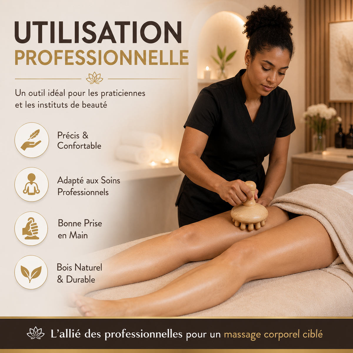 Masseur Champignon en Bois à Picots – Madérothérapie Corps, Dos, Nuque & Jambes