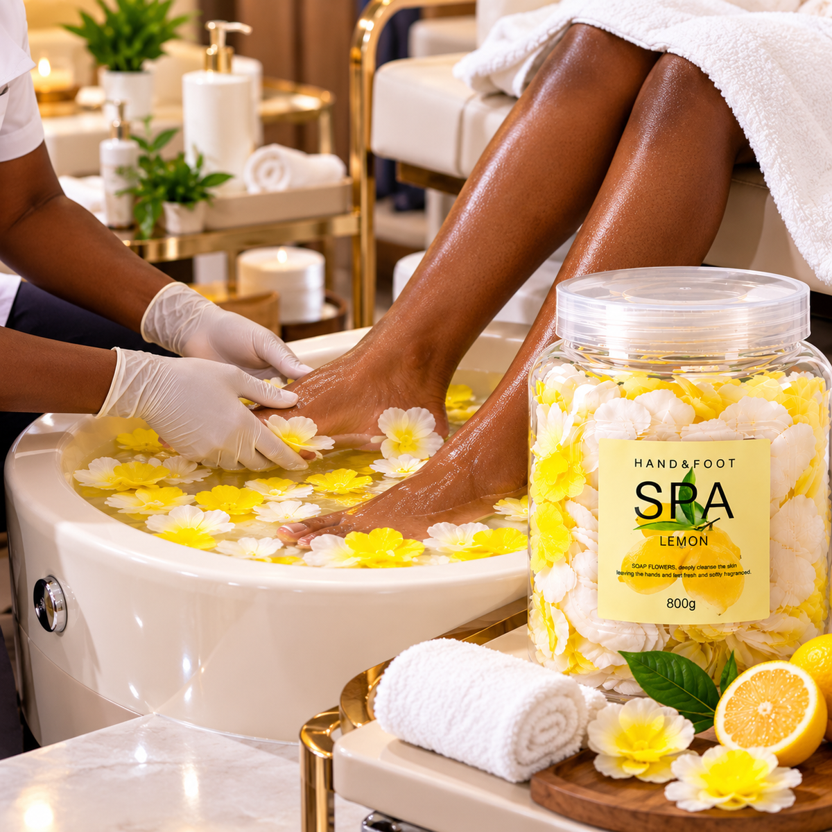 Fleurs de Savon Spa au Citron Mains & Pieds – Lemon Soap Flowers – 220 g / 800 g