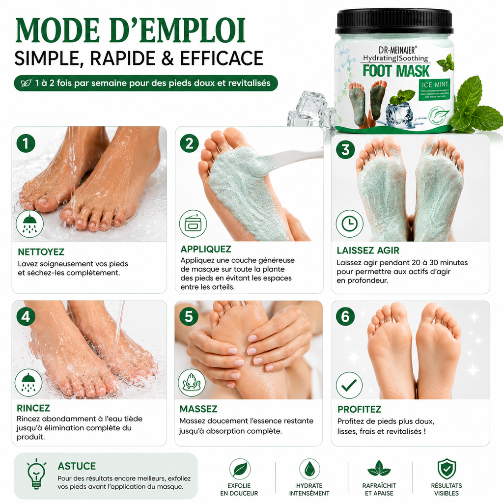 Dr.Meinaier Masque Exfoliant Pieds Ice Mint – Hydratation & Élimination des Callosités – 500ml