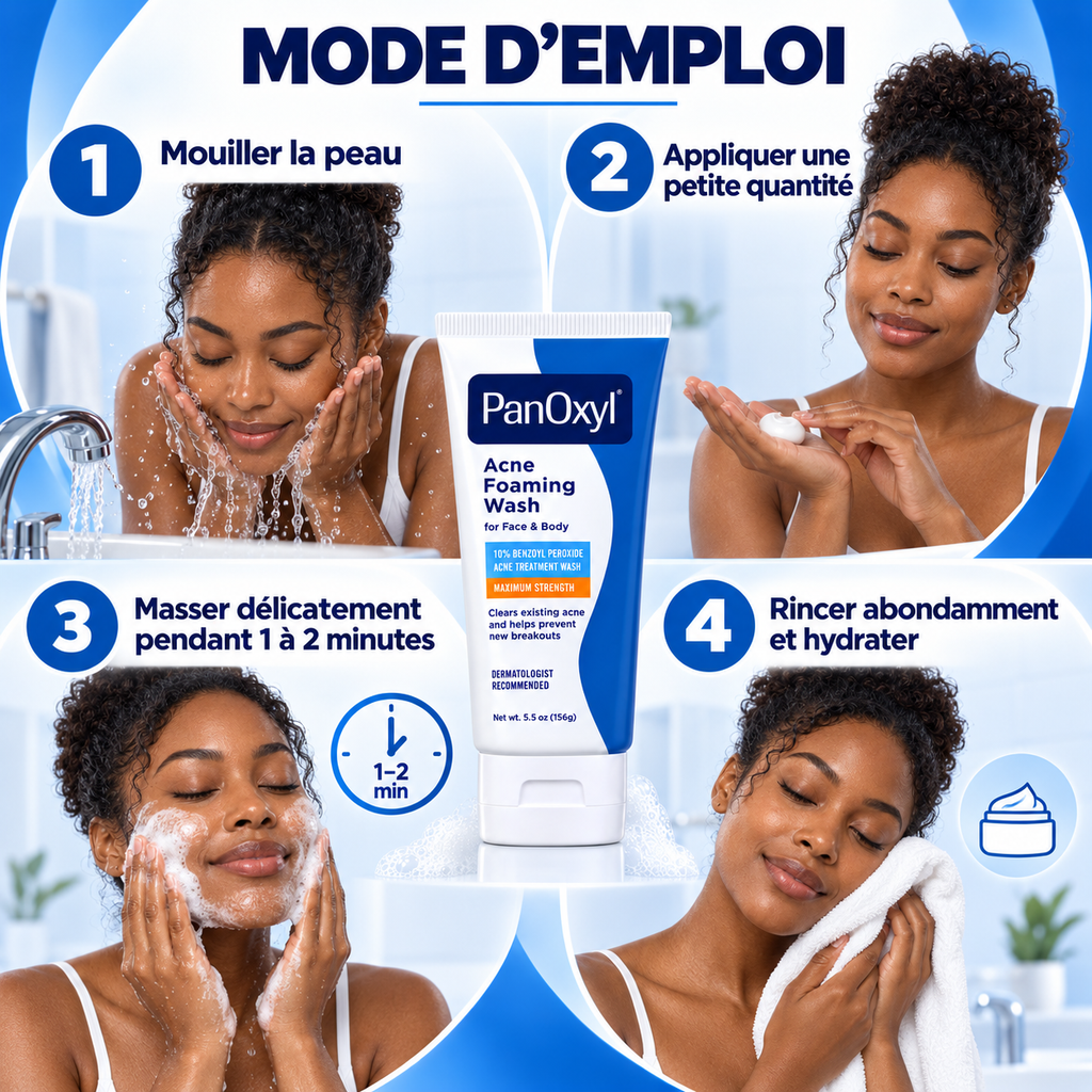 PanOxyl Acne Foaming Wash 10 % – Nettoyant Moussant Anti-Imperfections Visage & Corps – 156 g