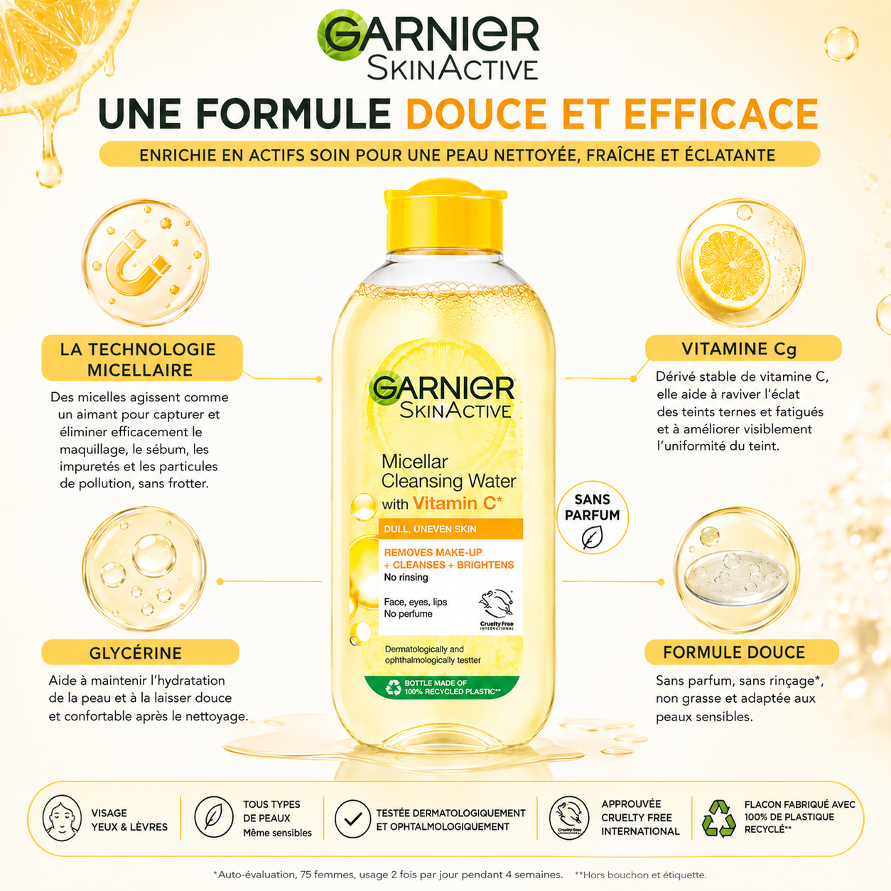 Garnier SkinActive Eau Micellaire Nettoyante à la Vitamine C – 400 ml