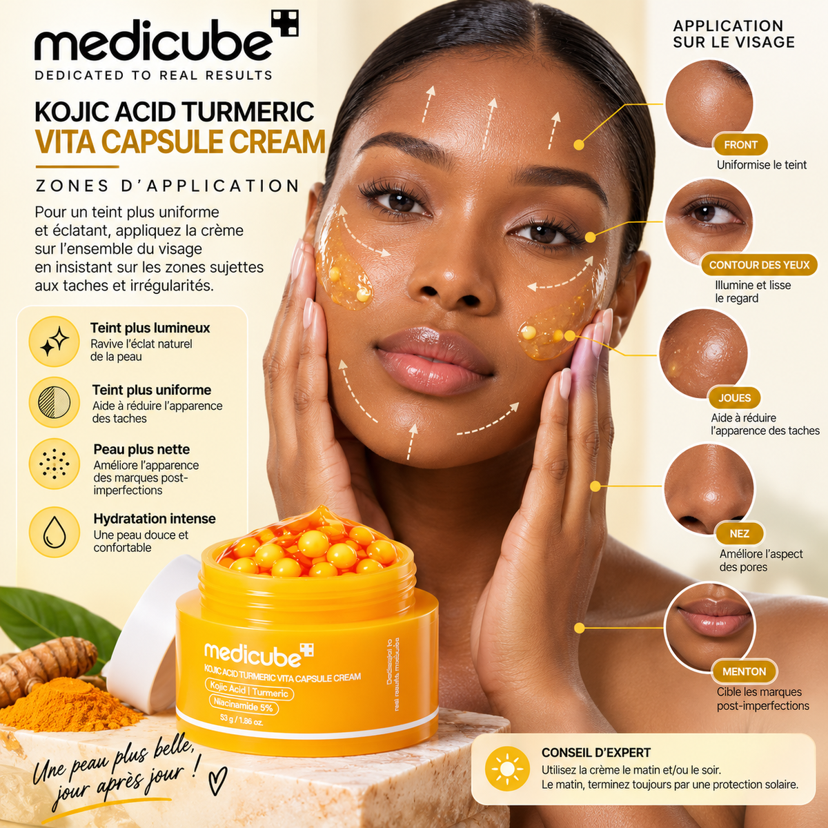 Medicube Kojic Acid Turmeric Vita Capsule Cream – Crème Éclat & Anti-Taches – 53 g