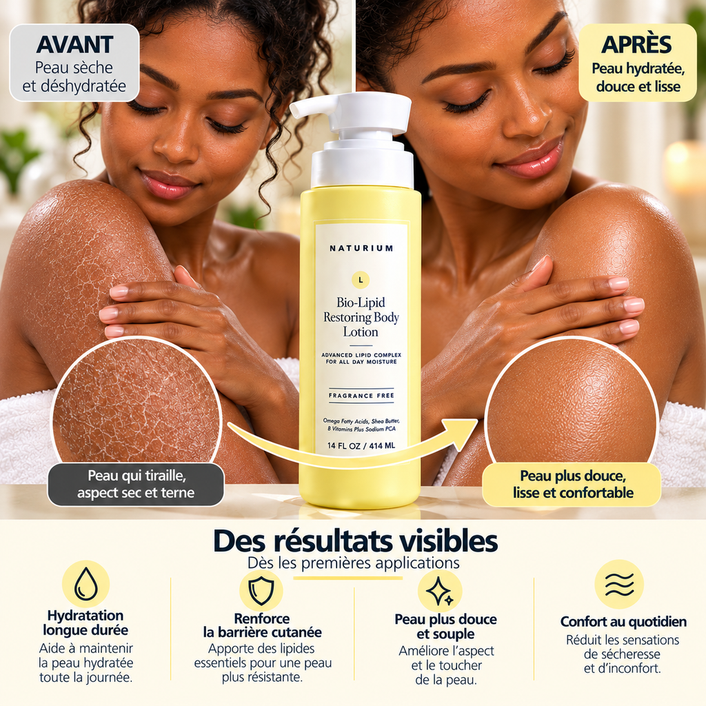 NATURIUM Bio-Lipid Restoring Body Lotion – Lait Corps Relipidant & Hydratant Sans Parfum – 414 ml