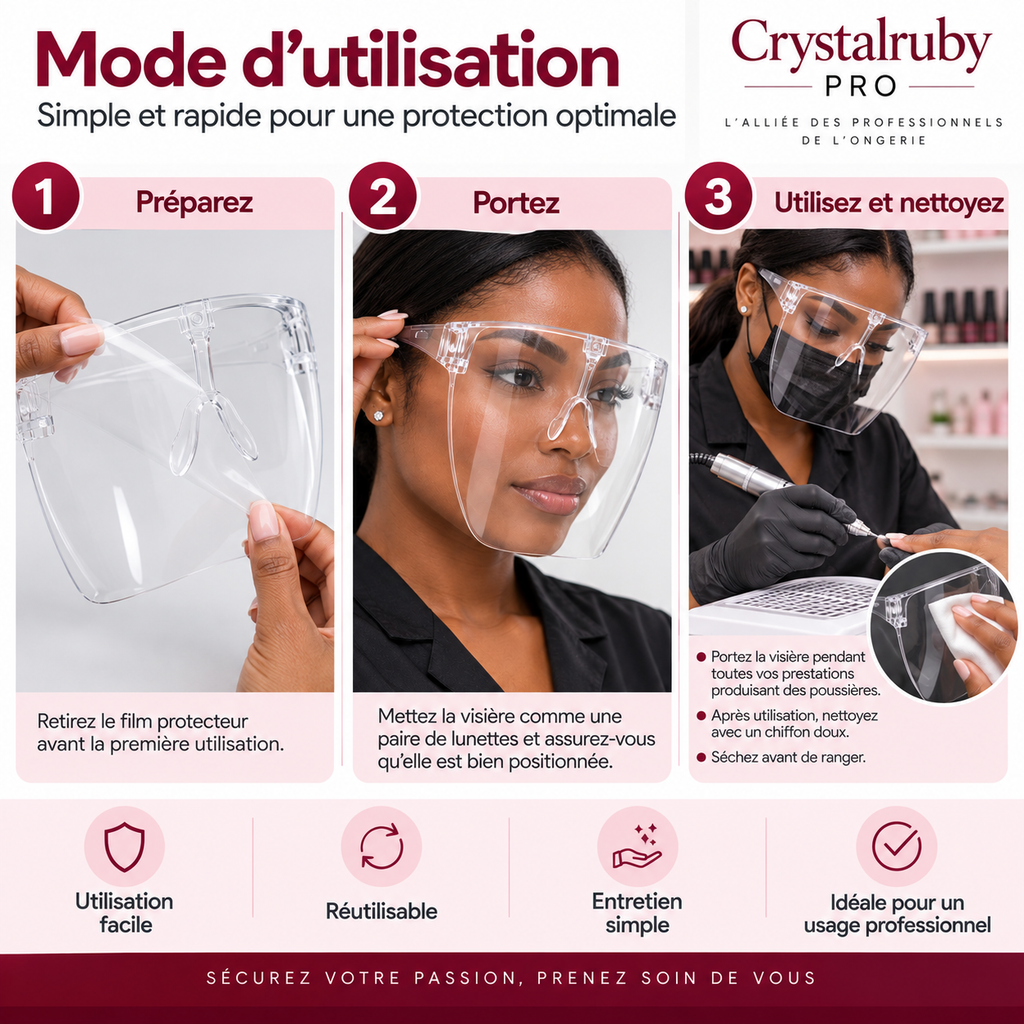 Visière de Protection Transparente pour Prothésiste Ongulaire – Protection Visage &amp; Yeux