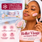 Roller Visage Double Embout en Quartz Rose – Rouleau de Massage Facial
