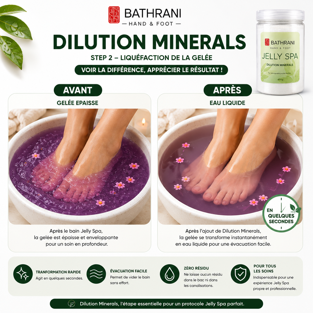 Bathrani Dilution Minerals – Dissolvant de Gelée pour Jelly Spa Bath | 450 g