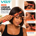 VGR V-523 – Lisseur Professionnel Céramique à Plaques Fines 9 mm, Température Réglable 120–230 °C, Écran LED – Rose Gold