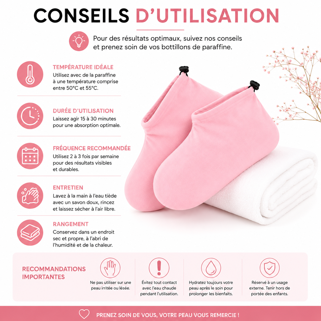 Bottillons Thermiques Pour Soin À La Paraffine – Paire Professionnelle
