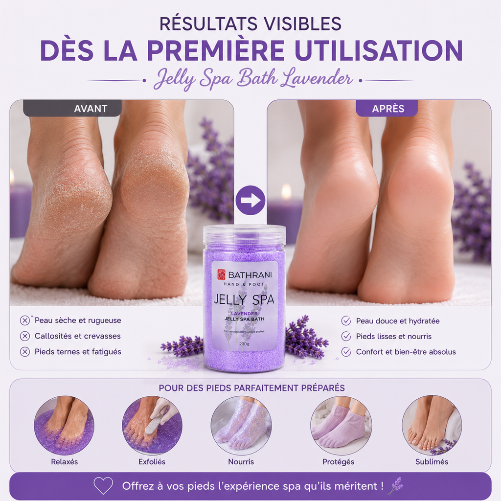 Bathrani Jelly Spa Bath Lavender – Bain de Pieds En Gelée À La Lavande 230 g