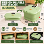 Bain de Pieds Électrique Pliable 10L – Spa Chauffant 500W avec Bulles et Rouleaux de Massage – Vert Sauge
