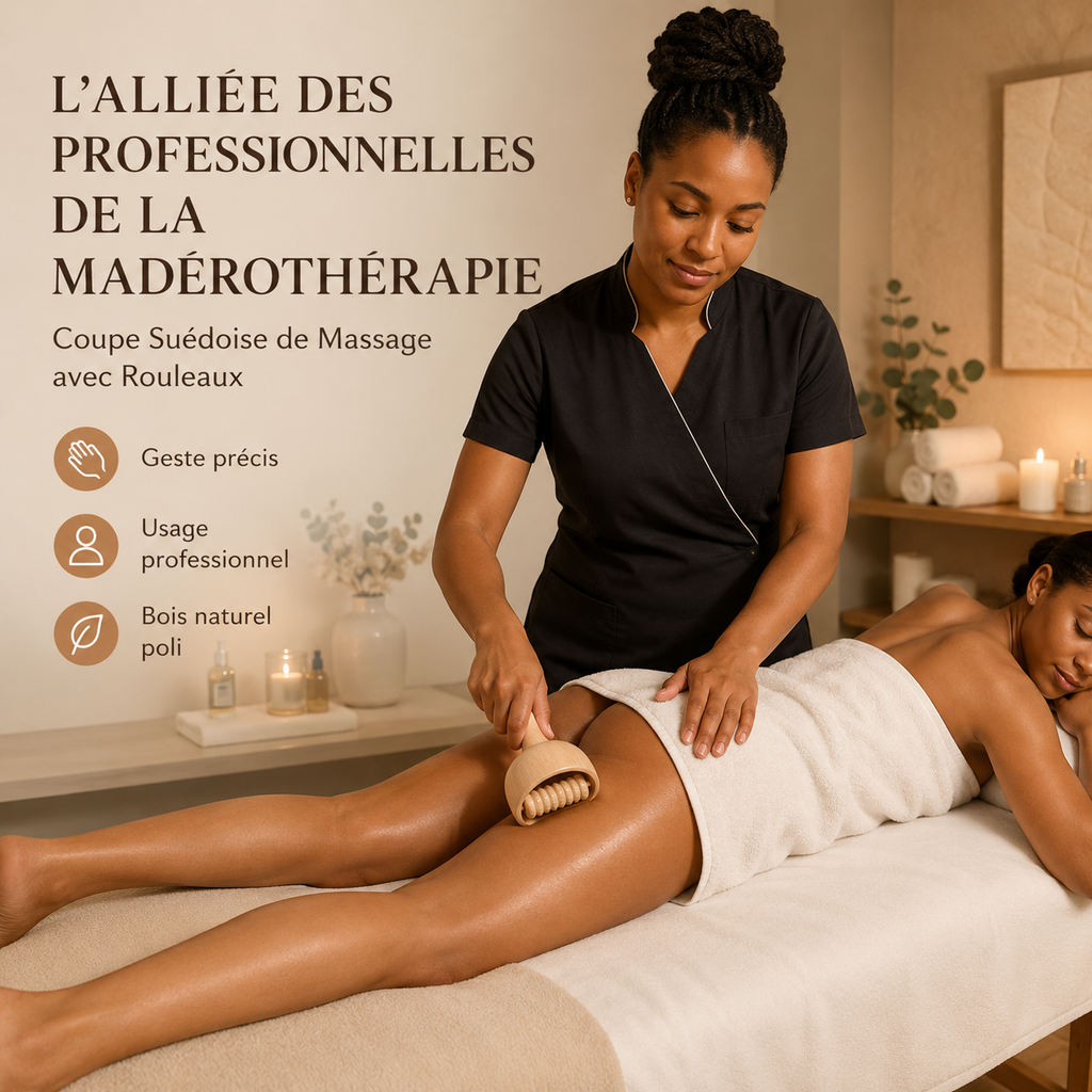 Coupe Suédoise de Massage en Bois avec Rouleaux – Madérothérapie Corps