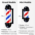 Mini Barber Pole Lumineux LED Rotatif – Enseigne Murale Compacte pour Salon de Coiffure & Barbier