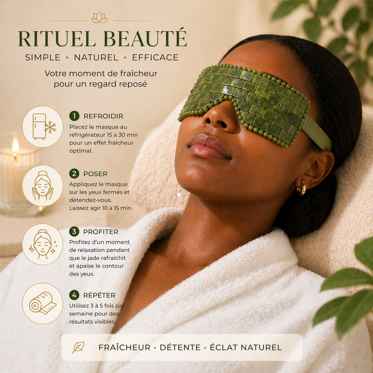 Masque Yeux en Jade Naturel – Rituel de Fraîcheur & Éclat du Regard