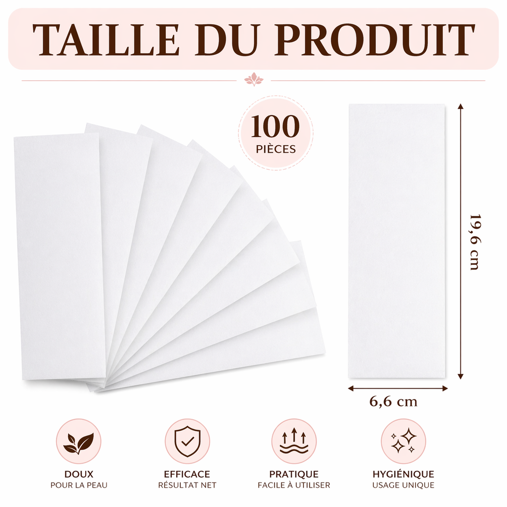 Bandes Dépilatoires Papier Non Tissé – Rouleau Professionnel Épilation Cire Corps & Visage