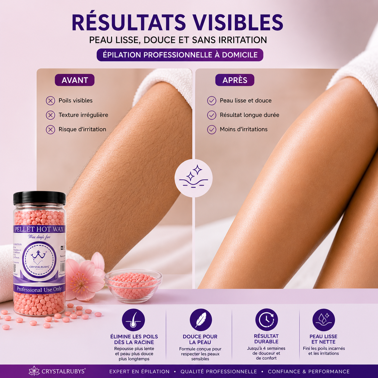 Cire Pelable en Perles Rose – Cire Épilation Sans Bandes Usage Professionnel