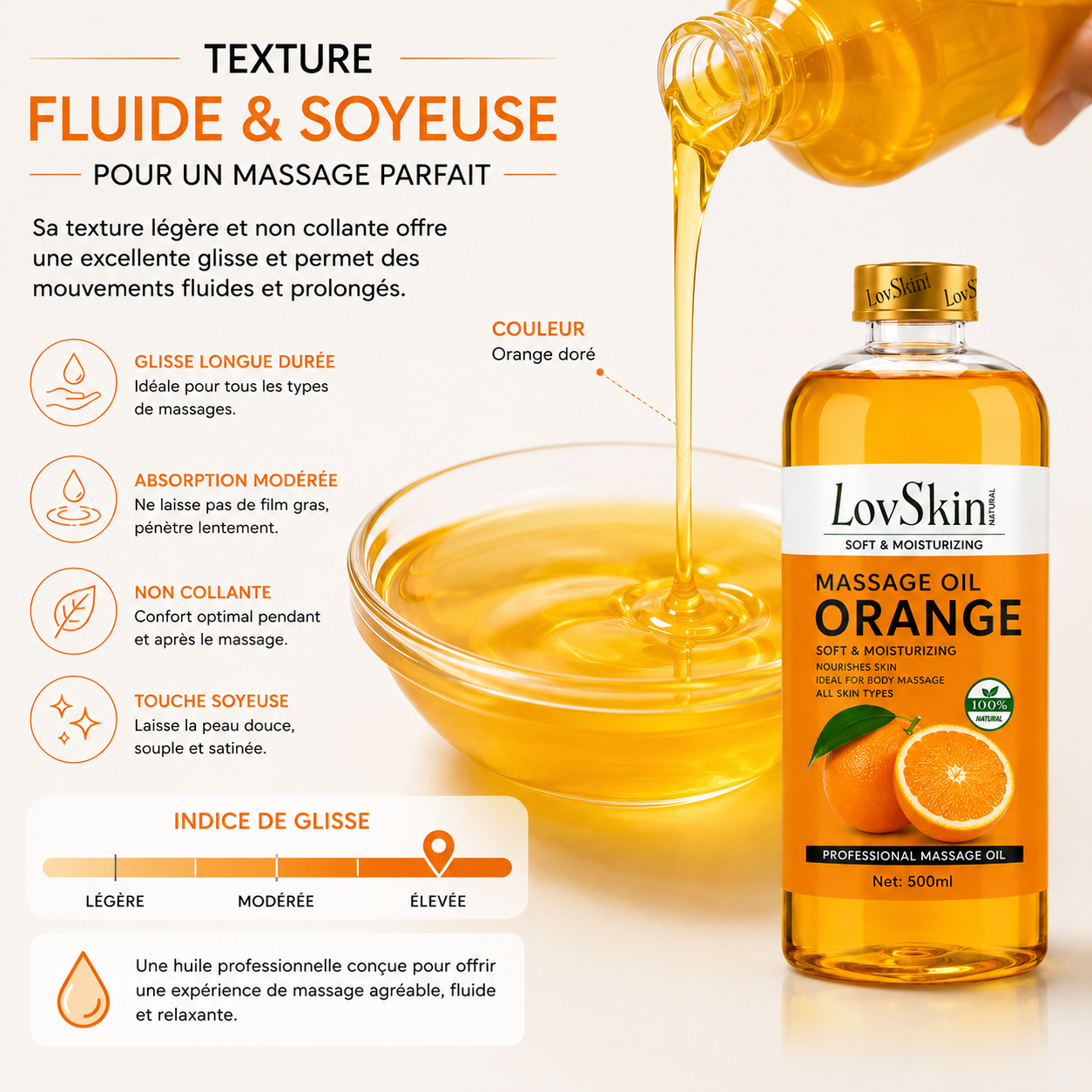 Huile De Massage Orange LovSkin 500 ml