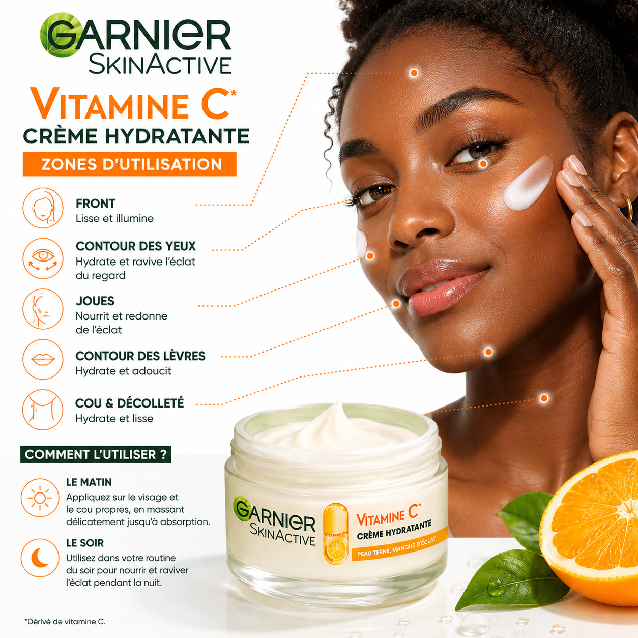 Garnier SkinActive Vitamine C – Crème Hydratante Certifiée Bio Éclat Quotidien