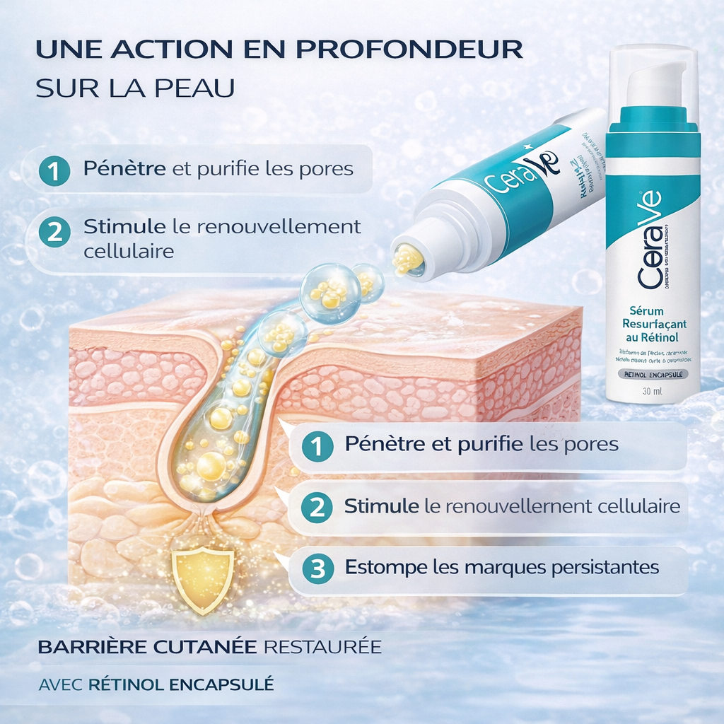 CeraVe Sérum Resurfaçant au Rétinol – Anti-Marques & Pores – 30 ml