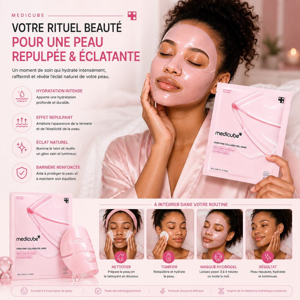 Medicube PDRN Pink Collagen Gel Mask – Masque Hydrogel Au PDRN Et Collagène Pour Une Peau Hydratée, Repulpée Et Lumineuse