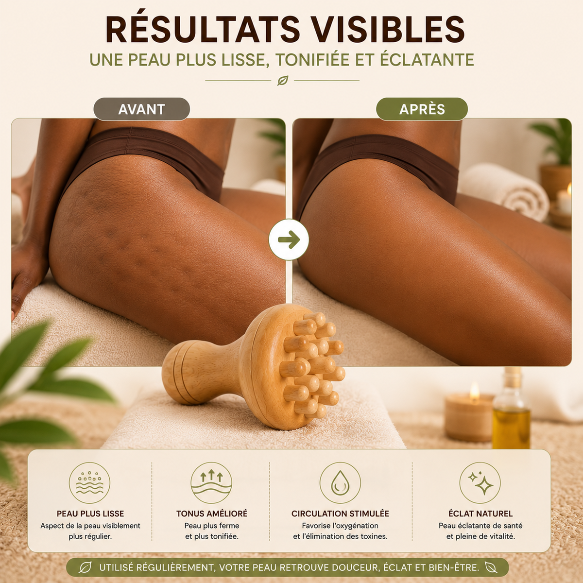 Masseur Champignon en Bois à Picots – Madérothérapie Corps, Dos, Nuque & Jambes