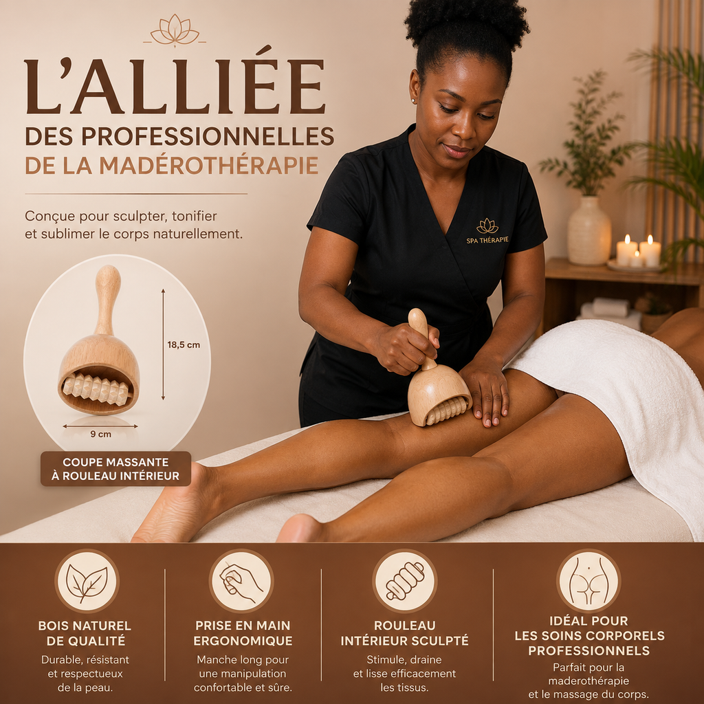 Coupe Suédoise de Massage en Bois avec Rouleaux – Madérothérapie Corps