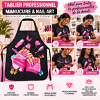 Tablier Prothésiste Ongulaire Noir avec Poche – Manucure, Pédicure &amp; Nail Art