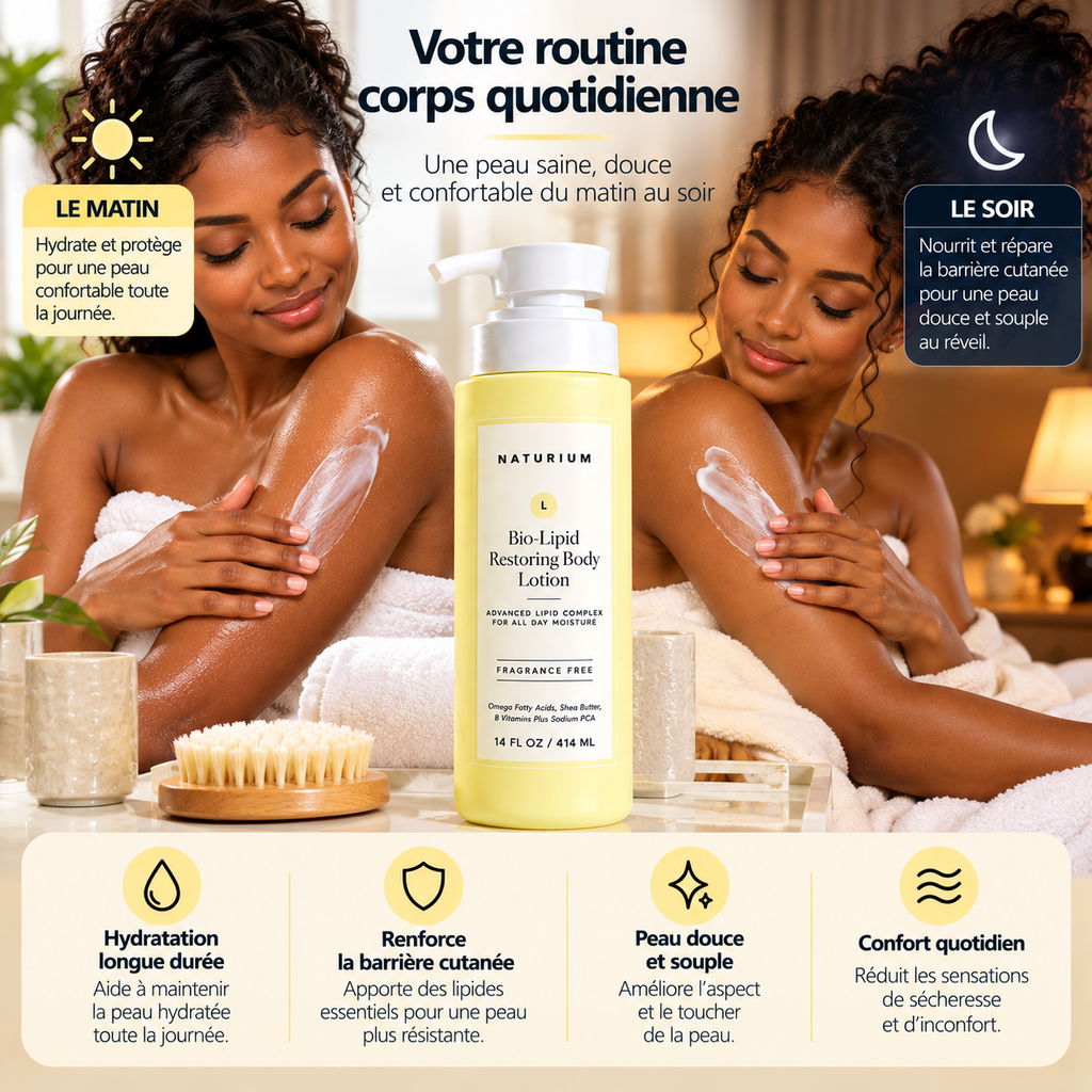 NATURIUM Bio-Lipid Restoring Body Lotion – Lait Corps Relipidant & Hydratant Sans Parfum – 414 ml