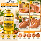LANSYADE Huile de Massage Corps Anti-Cellulite 1000 ml – Raffermissante & Hydratante