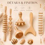 Kit Professionnel de Madérothérapie en Bois de Hêtre – 6 Pièces pour Massage & Modelage Corporel