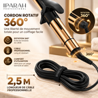 IPARAH P-210B – Fer à Boucler Professionnel 25 mm Ionique – Revêtement Céramique, Double Chauffe PTC, 65 W, Température Réglable 80–230 °C – Noir & Or