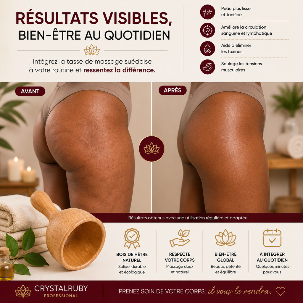 Tasse de Massage Suédoise en Bois de Hêtre – Madérothérapie Corps