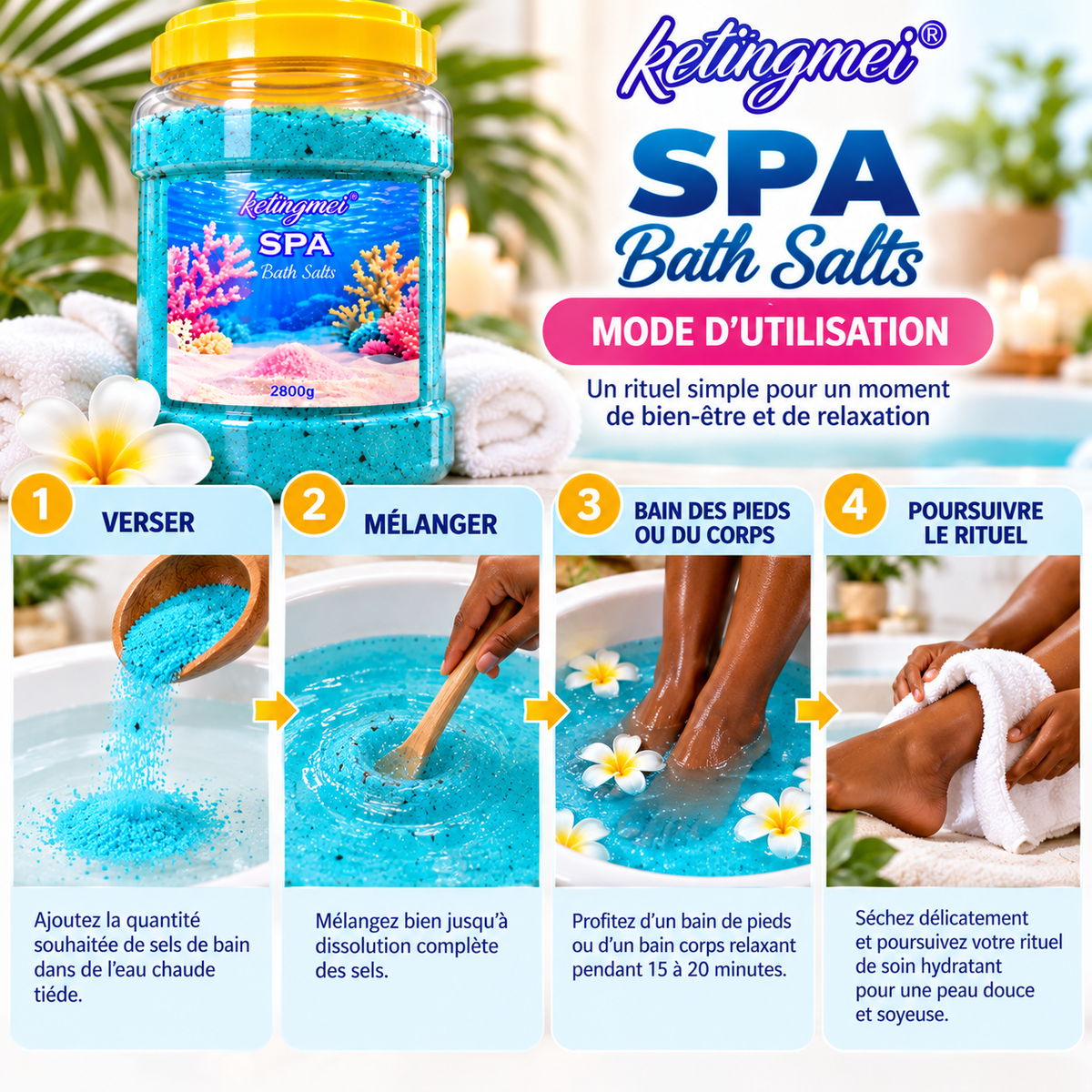 Ketingmei SPA Bath Salts 2,8 kg – Sels de Bain Corps & Pieds Grand Format