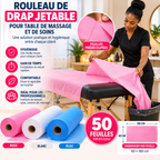 Rouleau Drap Jetable Table de Massage 50 Feuilles 60 x 180 cm - Rose Blanc Bleu