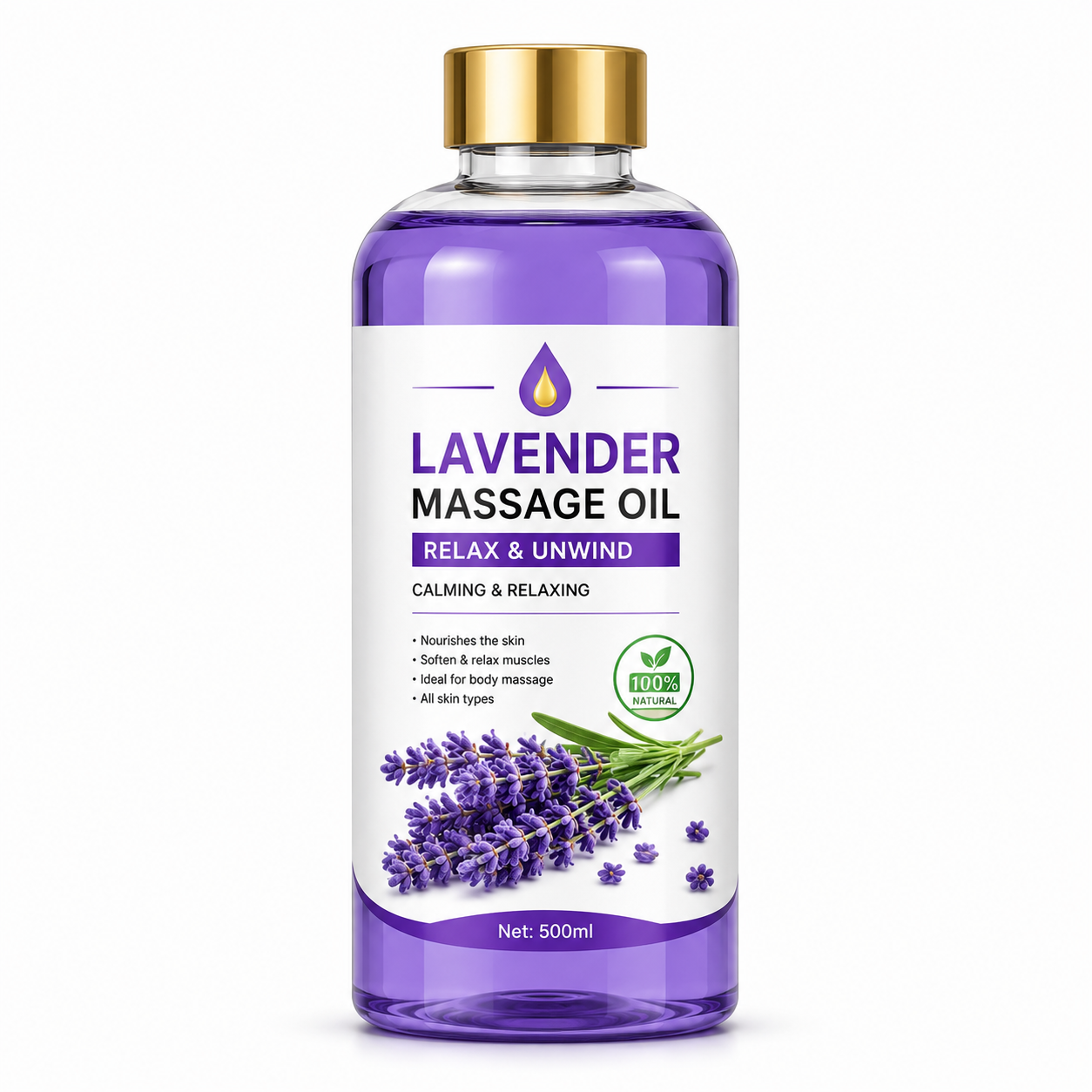 Huile De Massage Lavande (Lavender Massage Oil) – LovSkin 500 ml