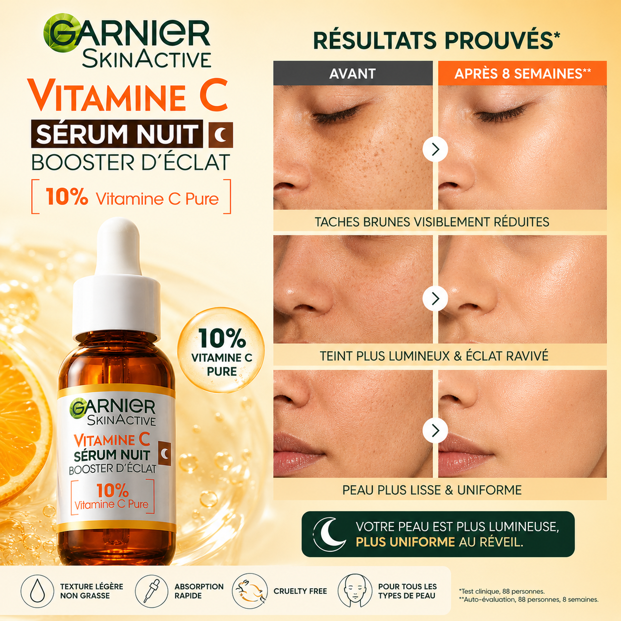 Garnier SkinActive Vitamine C – Sérum Nuit Booster D’Éclat 10% Vitamine C Pure