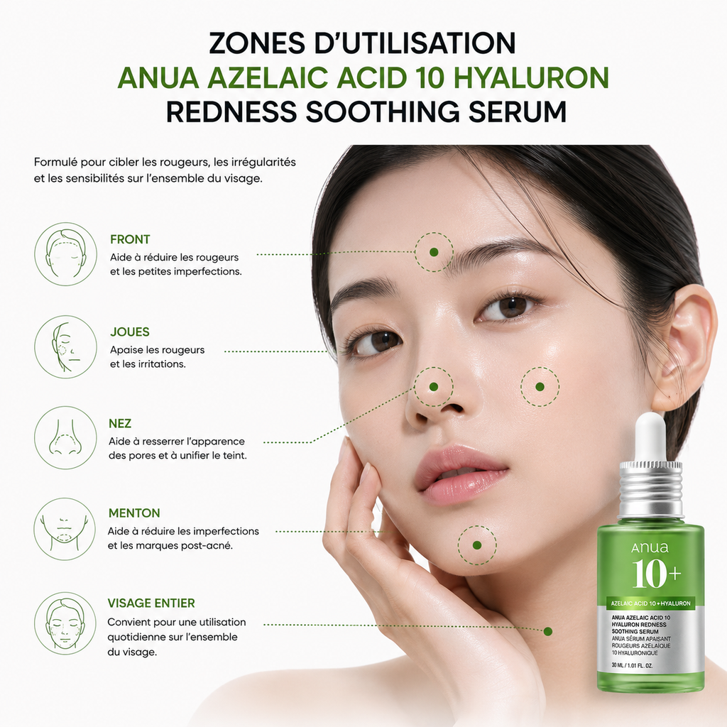 ANUA Azelaic Acid 10 Hyaluron Redness Soothing Serum – Sérum Apaisant Anti-Rougeurs