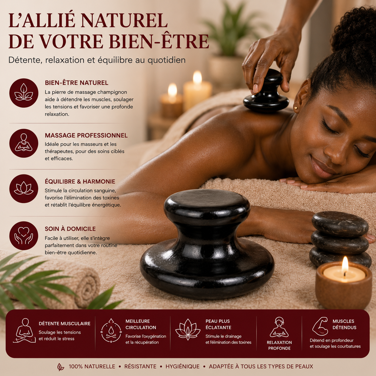 Pierre de Massage Champignon Professionnelle (Mushroom Massage Stone)