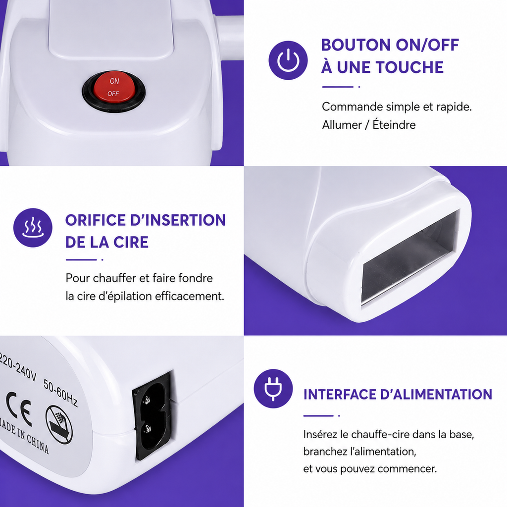 Chauffe-Cire Roll-On Électrique avec Base – Appareil Épilation Cartouche