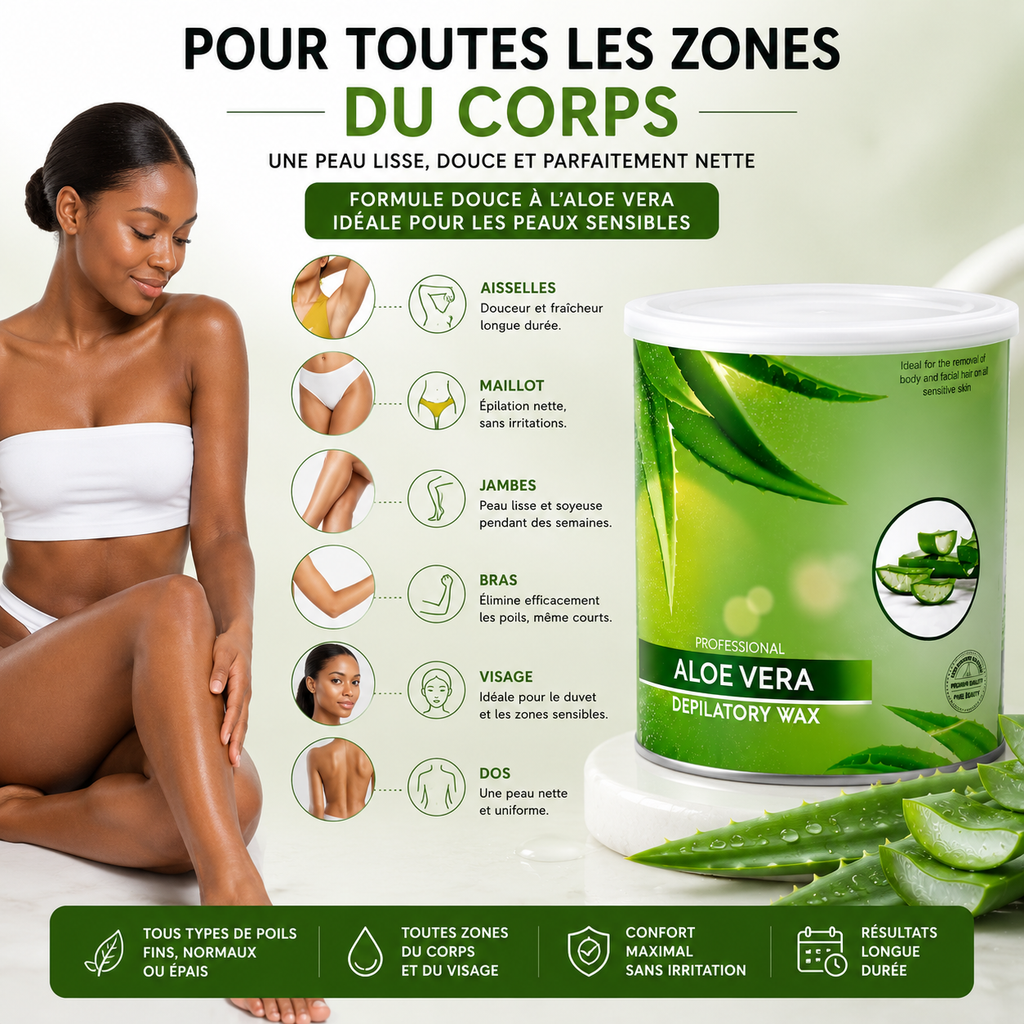 Cire Dépilatoire Professionnelle Aloe Vera 800 g – Peaux Sensibles