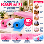 Rouleau Drap Jetable Table de Massage 50 Feuilles 60 x 180 cm - Rose Blanc Bleu