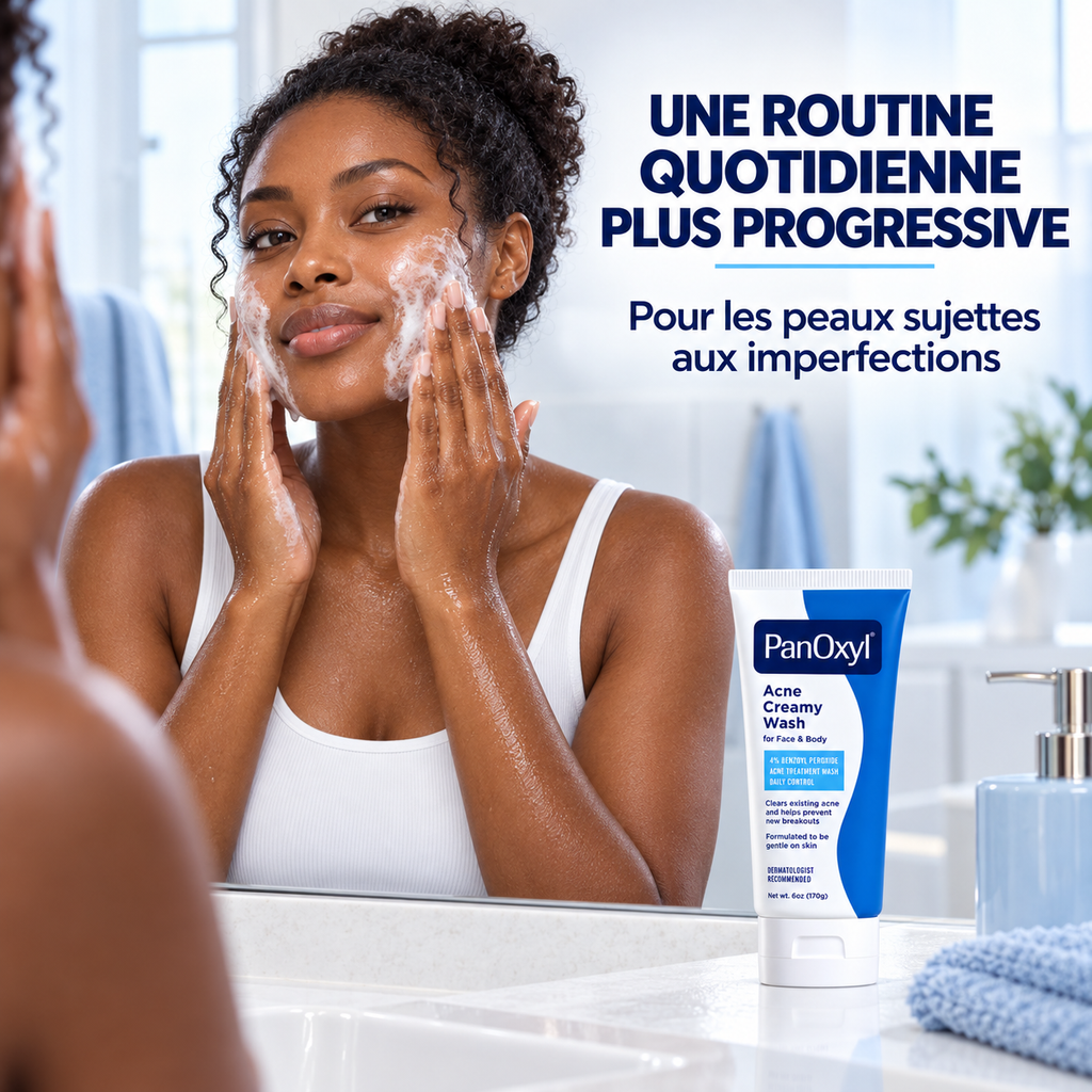 PanOxyl Acne Creamy Wash 4 % – Nettoyant Crémeux Anti-Imperfections Visage & Corps – 170 g