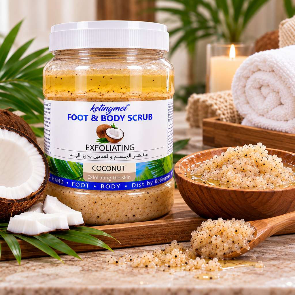 Ketingmei Foot & Body Scrub Coconut – Gommage Exfoliant Coco Corps, Pieds & Mains