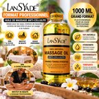 LANSYADE Huile de Massage Corps Anti-Cellulite 1000 ml – Raffermissante & Hydratante