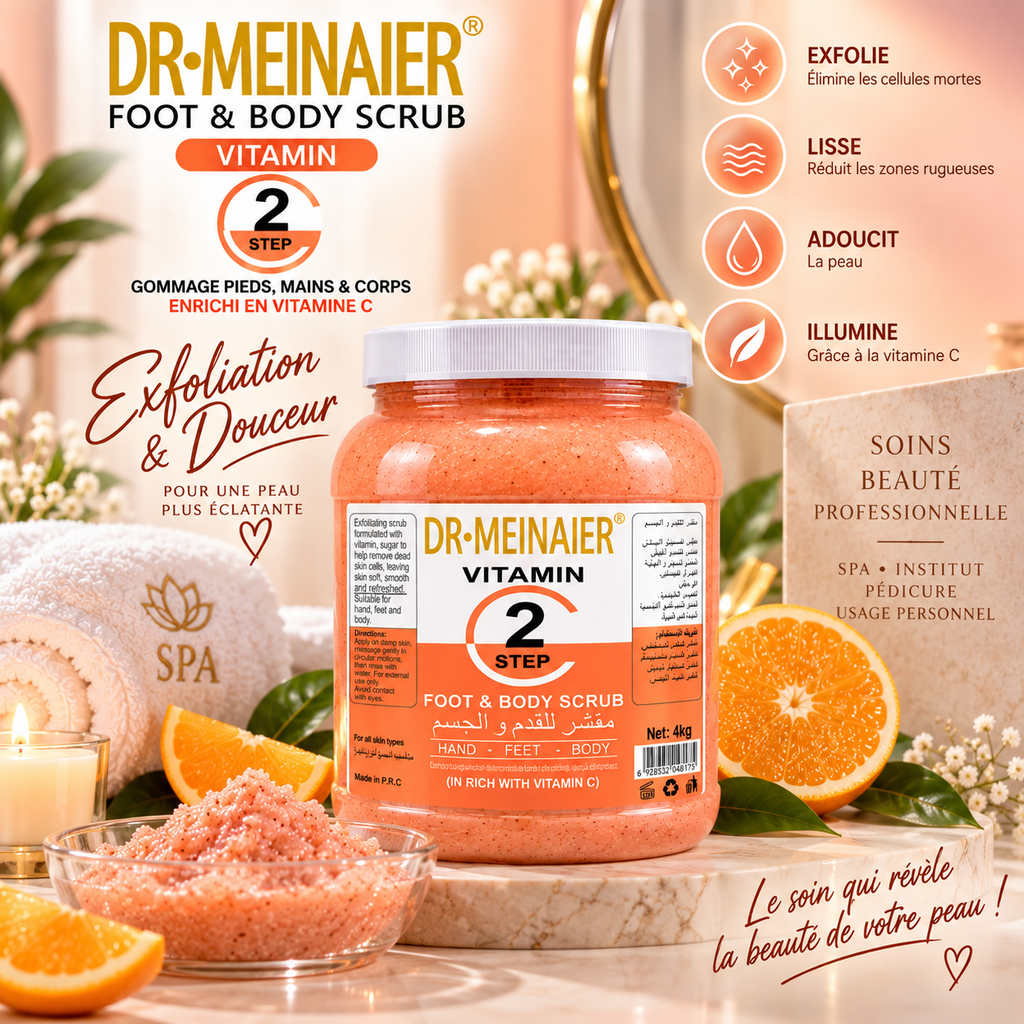 DR.MEINAIER Vitamin Step 2 Gommage Corps, Pieds & Mains à la Vitamine C – Format Professionnel