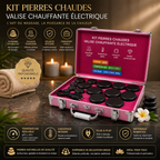 Kit de 16 Pierres Chaudes avec Valise Chauffante Électrique – Massage Spa