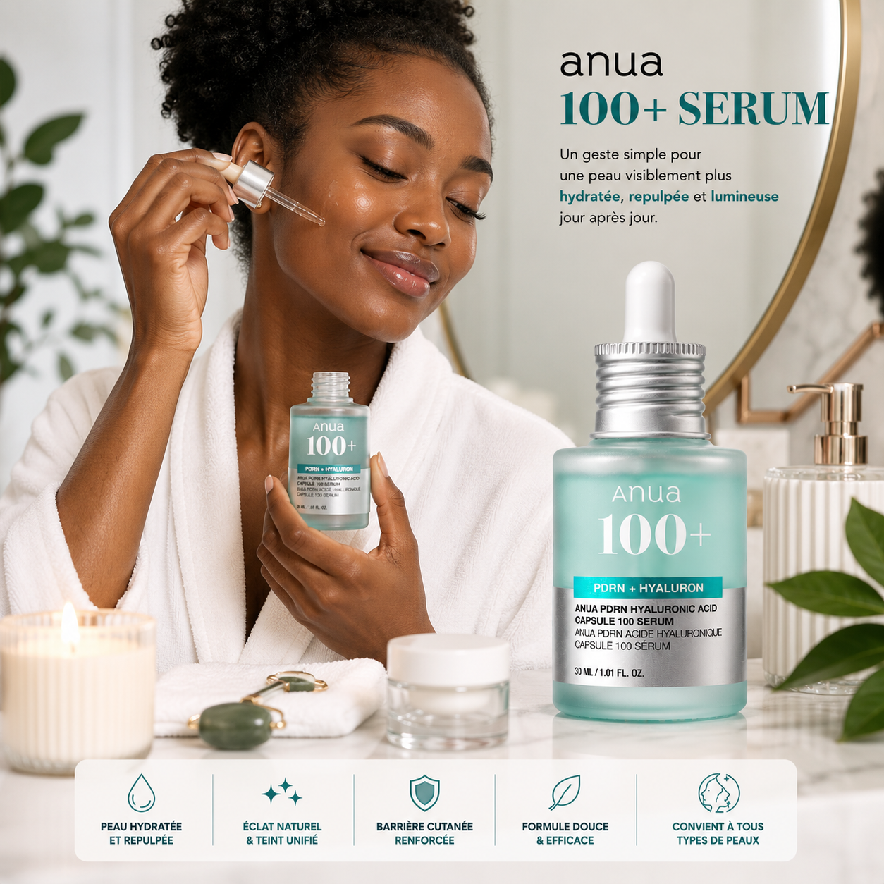 ANUA PDRN Hyaluronic Acid Capsule 100 Serum – Sérum Hydratant Repulpant – 30 ml