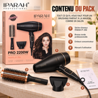 IPARAH P-350 – Sèche-Cheveux Professionnel Ionique 2200W, Moteur AC, 2 Vitesses, 3 Températures, Noir & Or Rose