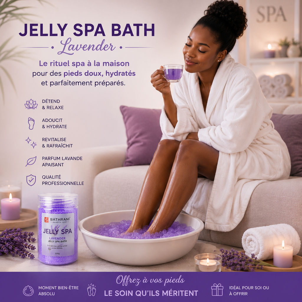 Bathrani Jelly Spa Bath Lavender – Bain de Pieds En Gelée À La Lavande 230 g