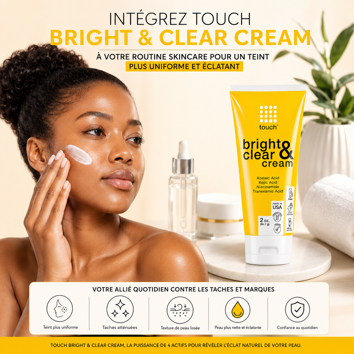 Touch Bright & Clear Cream 56,7 g – Crème Correctrice Anti-Imperfections & Taches Visage